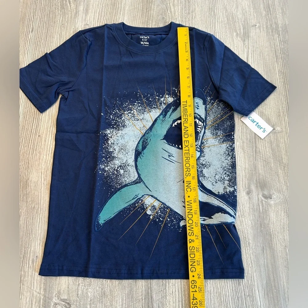 New with Tags Carter’s Kids Sharks Boys Graphic Tee T-shirt Blue Short Sleeve 14